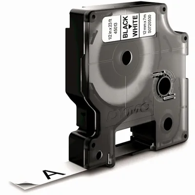Zdjęcie produktu dla DYMO D1 oryginalne etykiety | Czarny nadruk na białej taśmie | 12 mm x 7 m | Etykiety samoprzylepne do drukarek etykiet LabelManager | Wyprodukowane w Europie, Czarny na białym, Poliester, Belgia, -18 - 90 °C, DYMO, LabelManager, LabelWriter 450 DUO