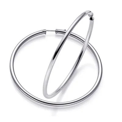 Produktbild von Paar XL Creolen 65mm große Ohrringe Ohrschmuck aus 585 Gold Weißgold für Damen