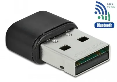 Produktbild von DeLOCK Bluetooth 4.2 und Dualband WLAN ac/a/b/g/n 433 Mbps USB Adapter, Verkabelt & Kabellos, USB, WLAN, 433 Mbit/s, Schwarz