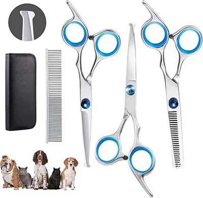 Produktbild von Famanu Hundeschere Set - 4-teilig, inklusive Kamm und Etui