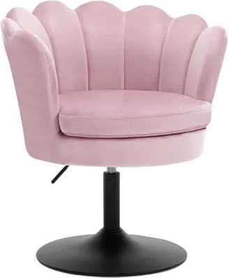 Produktbild von WOLTU Barstuhl Blumenform, Schminkstuhl mit Lehne, runder Hocker, Samtbezug, Rosa