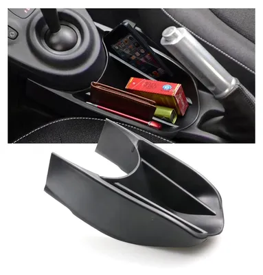 Image de Boîte de rangement pour console centrale, compatible avec les modèles Mercedes-Benz Smart fortwo C453/forfour W453 et Renault Twingo III, de 2014 à 2024, en ABS, de couleur noire