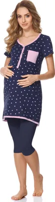 Produktbild von Bellivalini Damen Umstands Pyjama mit Stillfunktion BLV50-126 (Marineblau Punkte/Marineblau, XL)
