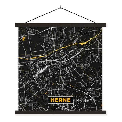 Produktbild von MuchoWow® Textilposter Herne - Stadtplan - Deutschland - Karte - Gold 40x40 cm mit schwarzem Rahmen - Fotos