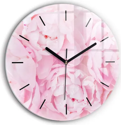 Produktbild von Wallfluent Große Wanduhr – Stilles Quarzuhrwerk - Uhr Dekoration Wohnzimmer Schlafzimmer Küche - Zifferblatt mit Striche - schwarze Zeiger - 60 cm - Blühende Blumen