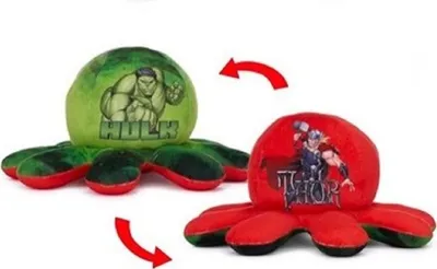 Produktbild von Oktopus Reversible Rainbow Kuscheltier Wende Plüschtier Octopus groß 30 cm doppelseitiger Flip Spielzeug Geschenkidee Octopus Marvel Hulk Thor