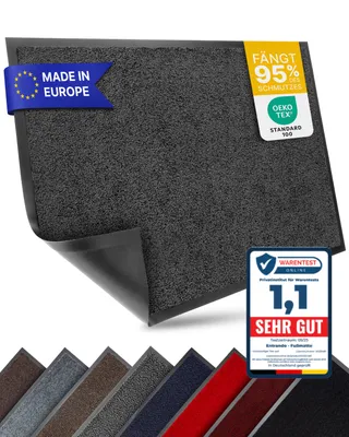 Produktbild von Entrando Fußmatte 60x90 cm in Anthrazit - Rutschfeste Schmutzfangmatte für innen und außen - ideal für Haustür, Flur, Balkon, Terrasse - Carpet Fußabtreter Türmatte Schuhabstreifer Fußabstreifer Fußmatten Schmutzmatte Schuhmatte Türvorleger Doormat Fussabstreifer Teppich für draußen Fussmatten für den Aussenbereich Fussmatten