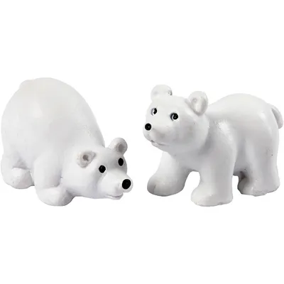 Immagine prodotto di Statuette di animali, H 30 mm, L 45 mm, bianche, orsi polari, 2 pz.