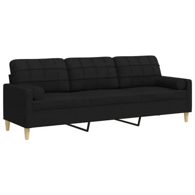 Produktbild von Sofa 3-Sitzer mit Zierkissen Schwarz 210 cm Stoff