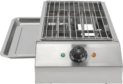 Obrázek produktu pro Elektrický gril – stolní gril – 2,6 kW – 220 V – nastavitelná teplota – nerezová ocel – stříbrný