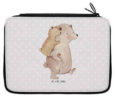 Produktbild von Mr. & Mrs. Panda Schlampermäppchen Papa Bär - Grau Pastell - Geschenk, Vater, Vatertag, Bleistiftetui, Geburtstag, Muttertag, Etui, Federmäppchen, Mäppchen, Federtasche