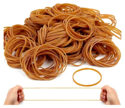 Produktbild von Gummibänder 450 Stück, breit 60mm*3mm, elastisch, wiederverwendbar, für Büro, Haushalt und Schulbedarf (Dunkelgelb)