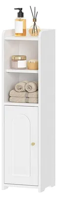 Image de Armoire de salle de bain avec portes, dimensions 20 x 20 x 75 cm, couleur blanche, en MDF