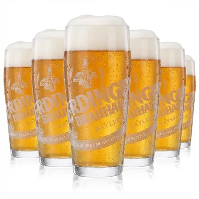 Produktbild von 6x Erdinger Glas 0,3l Brauhaus Bier Willibecher Becher Gläser Bierglas Weissbräu