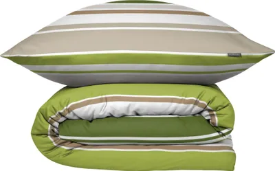 Produktbild von SCHIESSER Bettwäscheset Jade | Gestreift | Renforcé | 2-teilig | 100% Baumwolle | Angenehm weich & glatt | YKK-Reißverschluss | 135x200 cm + 80x80 cm | Grün