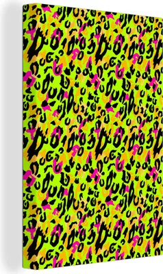 Produktbild von OneMillionCanvasses® - Leinwandbilder - 90x140 cm, Muster - Tiermuster - Neon, Wandbilder Kunstdruck Wanddekoration - Wandschmucke - Schlafzimmer