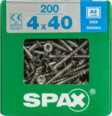 Obrázok produktu pre SPAX 4197000400406, Skrutka, Nerezová oceľ, Drevo, plochá hlava, Torx, Nerezová oceľ
