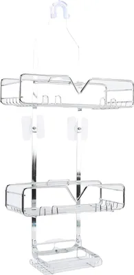 Image de Support de douche suspendu au dessus de la tête en acier inoxydable avec porte-savon pour serviettes éponge argenté