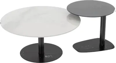 Produktbild von Terino Couchtische – 2er-Set – Beukenholz & Gehärtetes Glas – Marmeroptik