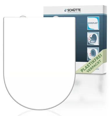 Produktbild von SCHÜTTE WC Sitz D Form, Duroplast Toilettendeckel mit Absenkautomatik und Schnellverschluss, Klobrille, Toilettensitz in Weiß