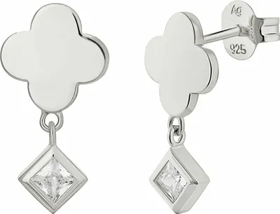 Produktbild von cai Ohrstecker 925/- Sterling Silber 2cm weiß Zirkonia weiß 360221918