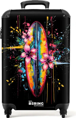 Produktbild von NoBoringSuitcases.com Hartschalen Handgepäck Koffer 55x35x20 cm, 36L, Graffiti Sport: Surfbrett, Reisekoffer mit 4 Rollen