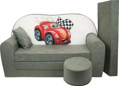Produktbild von Kinder-Schlafsofa-Set – Gästematratze – Sofa – 170 x 100 x 8 – Schlafsofa – Grau – Autos