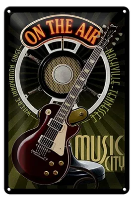 Produktbild von Blechschild Spruch 20x30cm Music city on the Air Gitarre