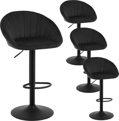 Produktbild von WOLTU Barhocker, höhenverstellbar drehbar, mit Rückenlehne, Samt Metall, Schwarz