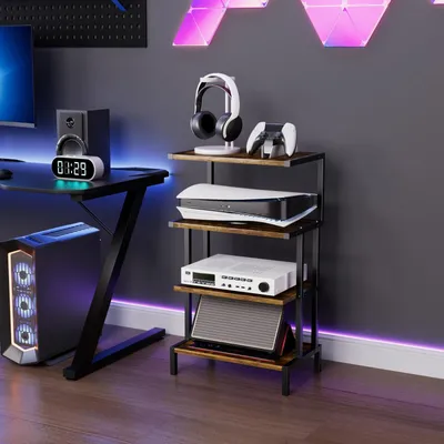 Zdjęcie produktu dla Regał hi-fi - 4-poziomowy - 45 x 77 cm - Brązowy