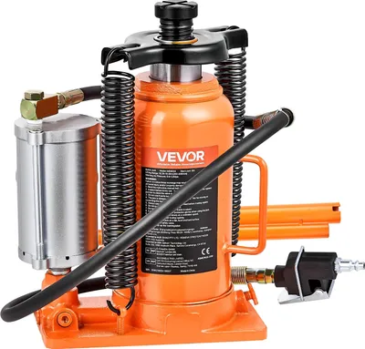 Produktbild von VEVOR pneumatischer Flaschenwagenhebr Wagenheber 20 t Kapazität 260–495 mm Hubbereich, lufthydraulischer/manueller Stempelwagenheber Wagenheber mit Pumpe für SUV Pickup Lkw Wohnmobil Autoreparatur