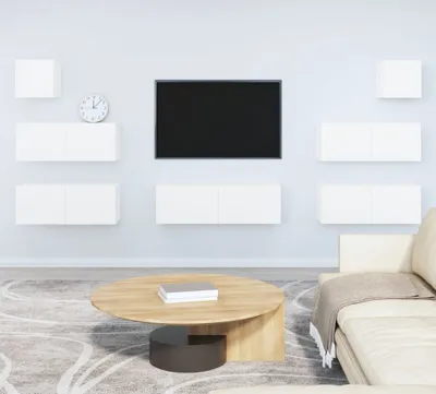 Produktbild von The Living Store 7-tlg. TV-Schrank-Set Weiß Holzwerkstoff