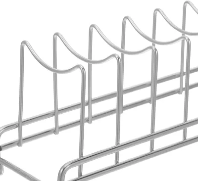 Produktbild von Topfdeckelhalter aus robustem Edelstahl zur platzsparenden Aufbewahrung im Küchenschrank