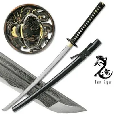 Immagine prodotto di Spada Katana vera spada samurai in acciaio con fodero e supporto per la decorazione di un collezionista o come regalo TR-026