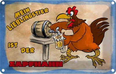 Produktbild von vianmo Blechschild 12x18 cm mein Lieblingstier ist Zapfhahn Spruch Zitat