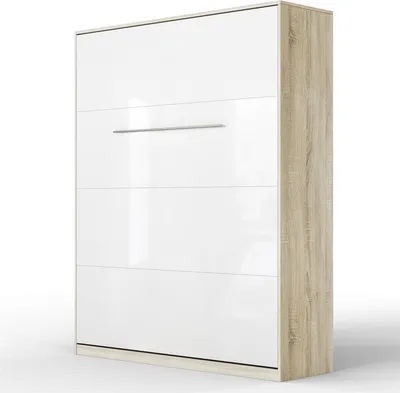 Produktbild von SMARTBett Schrankbett Standard  Eiche Sonoma/Weiss Hochglanzfront 160 Vertikal