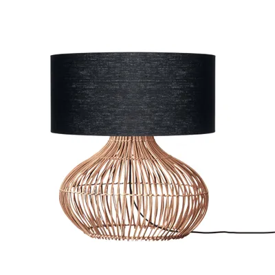 Produktbild von GOOD&MOJO - Tischleuchte Kalahari - Schwarz/Rattan - Ø47cm Tischlampe - Nachttischlampe, Wohnzimmer, Schlafzimmer