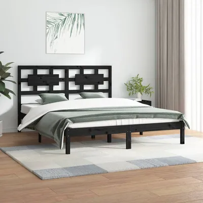 Produktbild von Massivholzbett Schwarz Kiefer 200x200 cm , Klassische Betten Design 2024