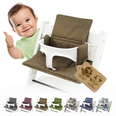 Produktbild von BAMBINIWELT Ersatzbezug, Kissen-Set für Hochstuhl Kinderstuhl Stokke Tripp Trapp, Sitzverkleinerer, ORG. hellbraun
