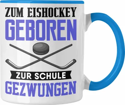 Produktbild von Trendation - Eishockey Tasse Geschenk Eishockey-Spieler Kinder Geschenkideen Zum Eishockey Geboren (Blau)