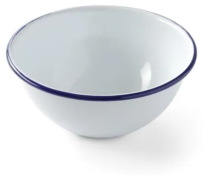 Produktbild von 12x Emaillie Salatschüssel, weiß blau Schüssel 920 ml, Ø 16 cm