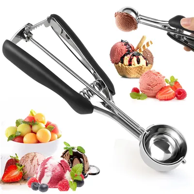 Produktbild von Eisportionierer, Eisportionierer aus Edelstahl, Obstlöffel, 4cm, Rutschfester Griff, Zum Aushöhlen von Obst, Eiscreme, Backen von Keksen