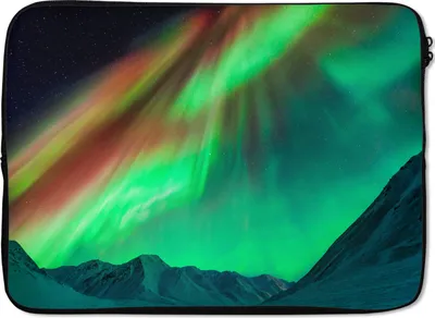 Produktbild von MuchoWow® Laptop Hülle 14 ZollNordlichter - Alaska - Orange - Grün Laptoptasche - Laptoptasche - Stoßsicher - Schutzhaube