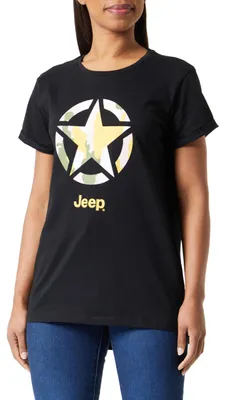 Obrázok produktu pre JEEP O102927-B000 Dámske oversized tričko - potlač s motívom hviezdy, kôry stromu a kamufláže