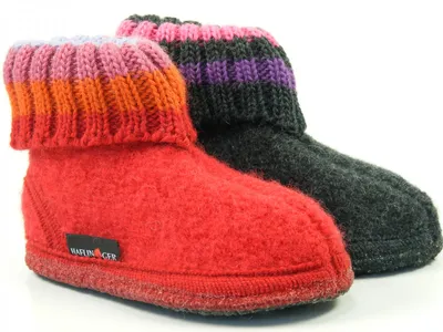Produktbild von Haflinger Schuhe Kinder Hausschuhe Hüttenschuhe Wolle Paul 631051, Größe:19 EU, Farbe:Rot