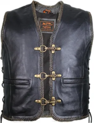 Produktbild von Herren Biker Motorrad Lederweste Lederkutte Vintage Leder Biker Weste Chopper(S)
