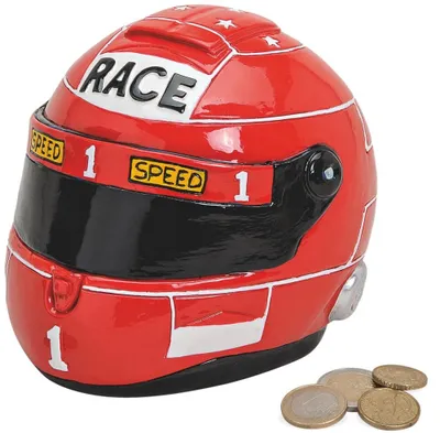 Produktbild von Spardose Motorrad Helm rot Polyresin