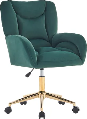 Image de Chaise de bureau AIORBER, pivotante à 360°, réglable en hauteur, tissu velours, confortable, piétement métallique, chaise pivotante, 64 x 62 x 92,5 cm, pour bureau, chambre, vert