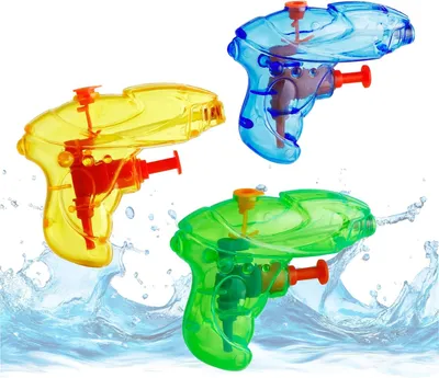 Immagine prodotto di set di 3 mini pistole ad acqua - circa 8 cm con gittata lunga pistola ad acqua pistola a spruzzo piccola mini per bambini