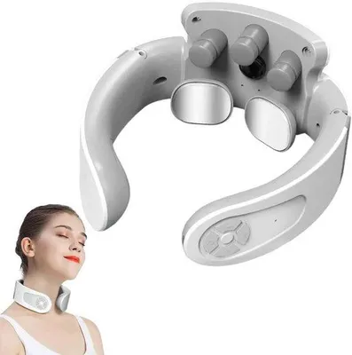 Produktbild von Nackenmassagegerät - Elektrischer Nackenmassager - Muskelentspannung - 42°C Wärmetherapie - 12 x 10 x 8 cm - Weiß